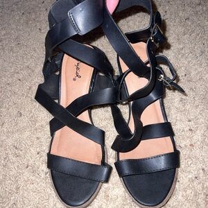 Qupid Black Chunky Heel